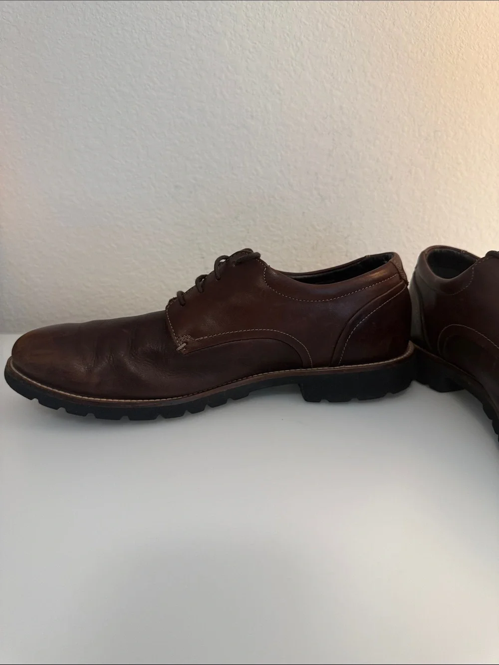 Rockport Men’s Brown Leather Adiprene Derby Shoes Size 10